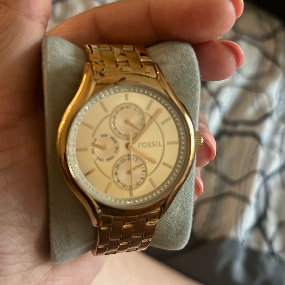Fossil Daydreamer White Glitz Chronograph Dial Rose Gold Watch